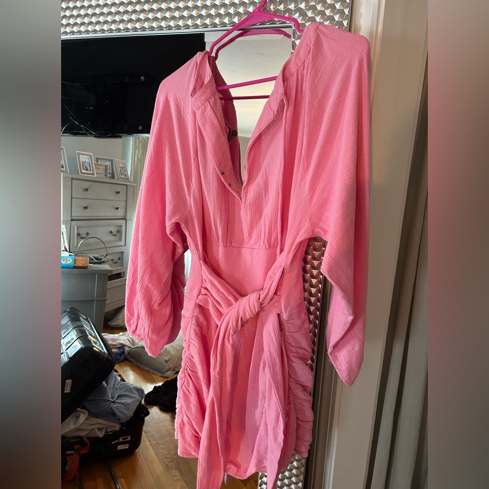 Free people front tie back ruched butt with buttons